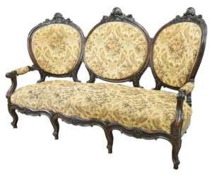 Antique Settee, Louis XV Style Rosewood, Rococo, Triple Crest, 1840-1870!! - Picture 1 of 4