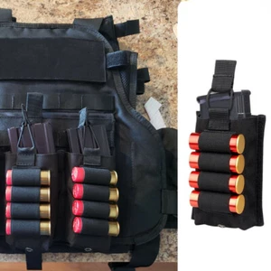 Tactical Molle Magazine Pouch with 4 Round 12 Gauge Shotgun Shell Elastic Holder - Picture 1 of 9