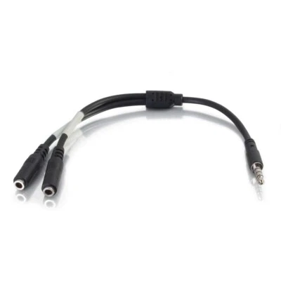 0.5ft (0.15m) 4-pin 3.5mm Microphone and Headphone Breakout Adapter Y-Cable-C2G - Image 1 of 4