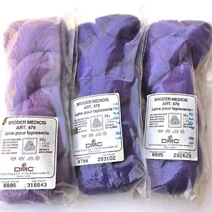 3 HKS VINTAGE DMC BRODER MEDICIS VIRGIN WOOL THREAD 623 YDS EA: VIOLET+ BM - Picture 1 of 1