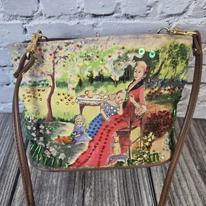 Wearable Art Handbag Scene on Fabric Sequins Unique Purse - Picture 1 of 24