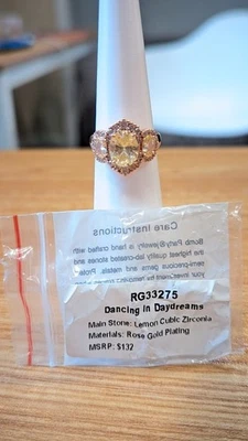 Bomb Party OG Ring" Dancing In Daydreams" RG33275 Lemon CZ / Rose Gold - Size 8 - Image 1 of 3