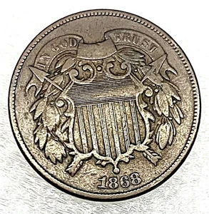 1868 U.S. Two 2 Cent Piece- Fine Coin - Picture 1 of 3