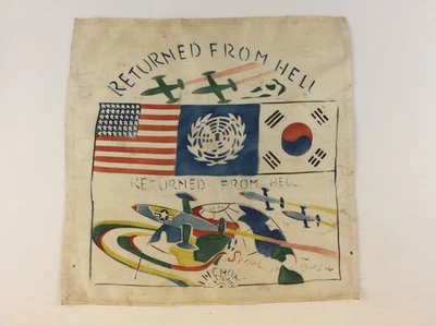 Korean War 1950-53 Returned From Hell Souvenir Silk Hanky US Soldier Blood Chit - Image 1 of 4