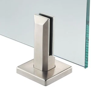 Glass Railing Spigot-Brushed silverStainless Steel Square Baseplate Futureglass - Picture 1 of 12
