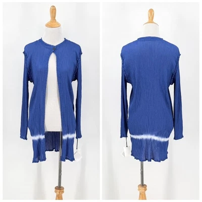 ISSEY MIYAKE ME Pleats Please One Button Cardigan Womens Blue One Size NEW - Image 1 of 4