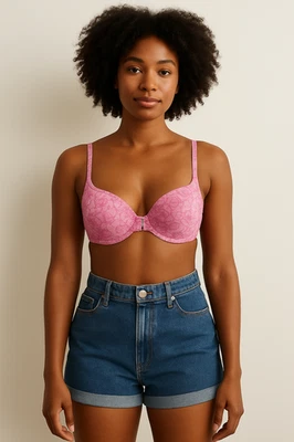 Sutiã feminino Cabernet 38C balconette rosa floral com aro fecho frontal N51125 - Imagem 1 de 4