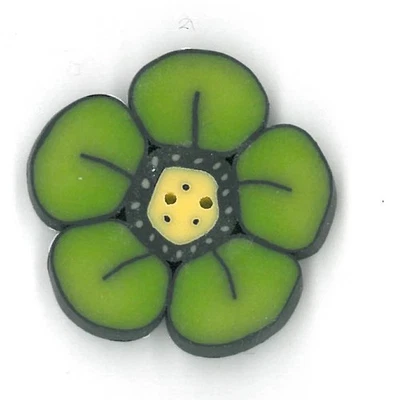Lime Wildflower CB1000 Buttons by Just Another Button Company - Image 1 of 3