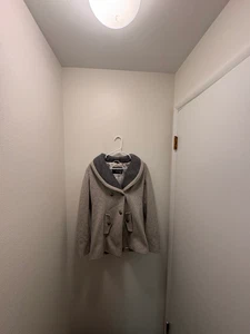 Guess Women’s Medium Gray Wool Blend Longline Coat Button Front Vintage - Picture 1 of 7