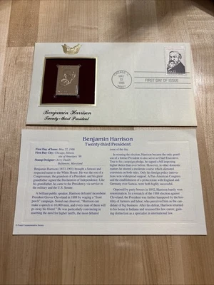 本杰明·哈里森 23 日总统 1986 年 5 月 22 日黄金邮票首日发行 — 第 1/4 张图片