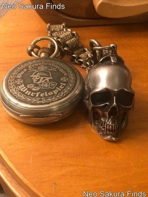 Reloj Bolsillo Vintage Calavera Esqueleto Alemán Antiguo Industrial Foto 1 de 4