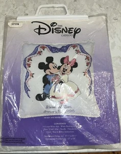 NEW VTG DISNEY CATALOG "MICKEY MINNIE WEDDING PILLOW" CROSS STITCH PATTERN KIT - Picture 1 of 2