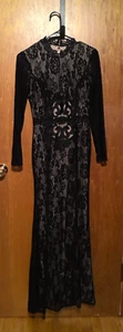 City Studio Long Black Lace Nude Sheath High Neck Mermaid Gothic Gown US Size 3 - Picture 1 of 18