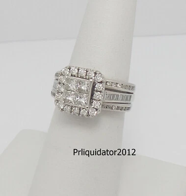 1.50CT Natural Diamond Engagement Insert Wedding Ring Bridal Set 14K White Gold - Image 1 of 4