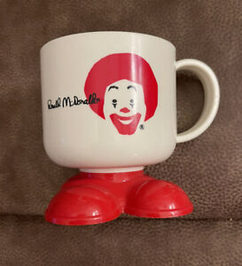 McDonald's Vintage Ronald McDonald Plastic Footed Cup - Red/White Mug Coffee