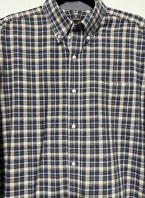 J. McLaughlin Mens Button Down Shirt Large Long Sleeve Fall Brown Plaid Cotton - Image 1 of 4