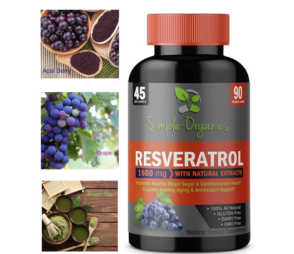 Organic Trans Resveratrol 1600mg❤️ Anti-Aging, Heart, Blood Sugar, Super Potent