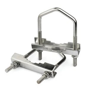 Heavy Duty Jaw V-Bolts up to 6cm x 10cm Aerial Pole Mast Steel U-Bolt Clamp x 2 - Picture 1 of 4