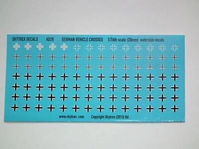WWII DECALS German Baulken Cross Markings 1/76 - 1/72 - 20mm Scale - AD28 - Image 1 of 2