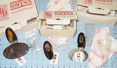 Vintage Bathroom Hardware Modern Museum Art Oval Gold Chrome Set Italy NOS - Image 1 of 4