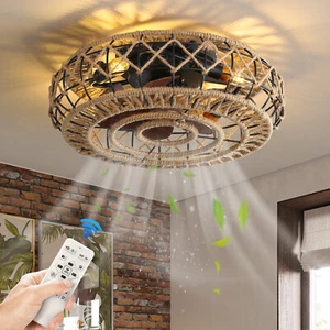 E26 Bulbs Caged Ceiling Fans with Lights Remote Control for Bedroom, Kitchen, Di - Picture 1 of 1