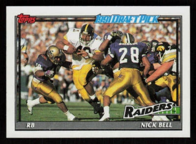 1991 Topps #107 Nick Bell RC Rookie Los Angeles Raiders Football Card - Image 1 of 2