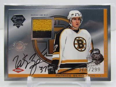 PATRICE BERGERON 2004 PACIFIC LUXURY SUITE ROOKIE RC PATCH AUTOGRAPH #268/299!! - Image 1 of 2