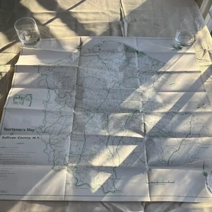 Vintage Sullivan County New York Sportsman’s Map Catskills Circa 1950 Or Earlier - Picture 1 of 16