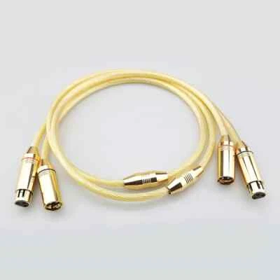 Pair Silver Plated OCC Cord Gold Plated Plug HiFi Audio Interconnect XLR Cable - Image 1 of 4