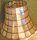 Vintage MCM Large 12 x 16 CAPIZ SHELL PANED LAMPSHADE Scalloped Flared 5 Levels