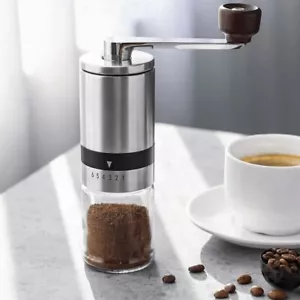 Manuell Kaffeemühle Edelstahl mit Keramikmahlwerk Handkaffeemühle Kaffee Mühle - Bild 1 von 13