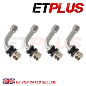 4 x Metal 90� Degree Valves & Dust Caps for alloys Bolt In Tyre Valve Jap 4pcs - Picture 1 of 2
