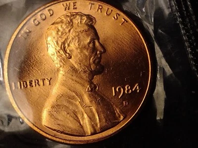 Gem BU Red 1984-D Lincoln Cent Doubled Die Obverse FS-101 Still In  Mint Cello - Image 1 of 4