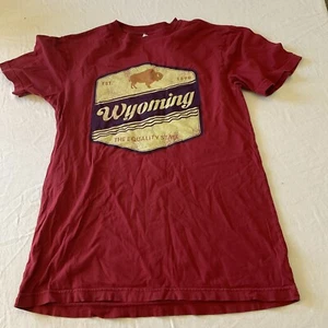 State of Wyoming Short Sleeve T-Shirt ~ Small ~ Maroon ~ Ouray Brand ~ Cotton - Picture 1 of 7