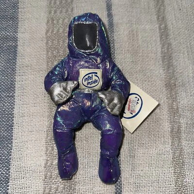 RARE Intel Inside Space Man Bunny People Plush Beanie Blue Metallic 1997 S3 - Image 1 of 3