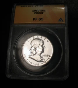 Old US Coins Choice ANACS 1959 PF 65  Franklin Half Dollar 50c - Picture 1 of 2