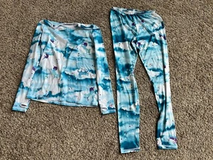 Cuddl Duds Girls 2 Piece Unicorn Star Warm Baselayer Set Blue White Size Large - Picture 1 of 5