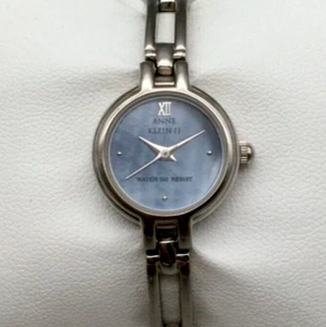 Anne Klein Watch Women 19mm Silver Tone Blue MOP Dial New Battery 5.75" - Picture 1 of 13