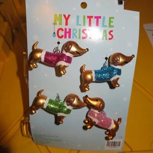 My Little Christmas Mini Dachshund Brillo Adornos 4 Unidades NUEVO en Paquete - Imagen 1 de 5
