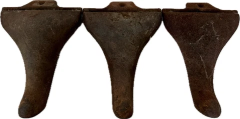 Vintage Cast iron Bathtub Legs Set of Three Center Screw Hole Cover