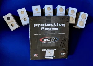 500 Assorted Size 2X2 Cardboard Coin Holders Flips with 25 BCW 20 Pocket Pages - Picture 1 of 3