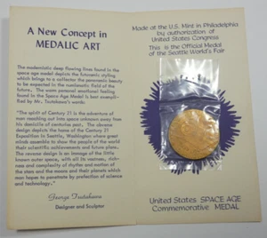 Moneda de la Primera Era Espacial de Estados Unidos 1962 Medalla Oficial Edición Feria Mundial de Seattle - Imagen 1 de 5