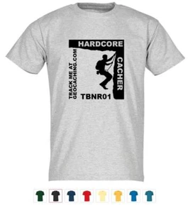 Geocaching Hardcore Cacher T5 Klettern  T-Shirt trackbar Travelbug Climbing - Bild 1 von 3
