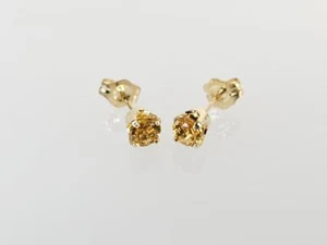 14K Yellow Gold APX 2/3 CTW Round Citrine Stud Earrings (AM1083505) - Picture 1 of 5