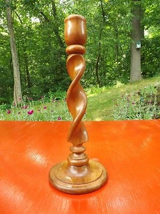 wood spiral ten inch taper candle holder , candel stick , wallnut, hardwood - Picture 1 of 5