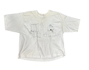 Vtg Doodles I Love To Shop Womens Cropped T Shirt White Size Large - Picture 1 of 11