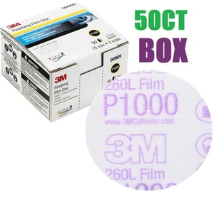3M Hookit Finishing Film Sanding Abrasive Discs 3" Grit P1000 50/Box 260L 00909 - Foto 1 di 2