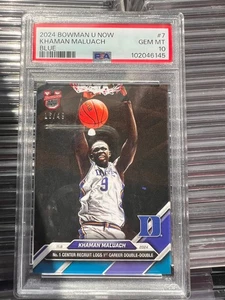 Khaman Maluach 2024-25 Bowman U Now Duke Purple Refractor /49 PSA 10 pop 3 SUNS - Picture 1 of 2