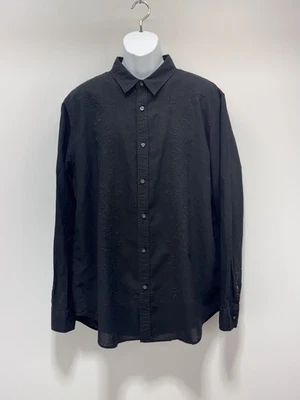 Structure Button Up Shirt Black Linen Blend Modern Fit Men’s Size XL - Image 1 of 4