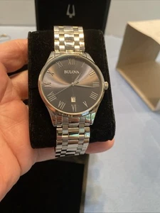 Bulova mens watch used great condition chrome silver - Picture 1 of 13